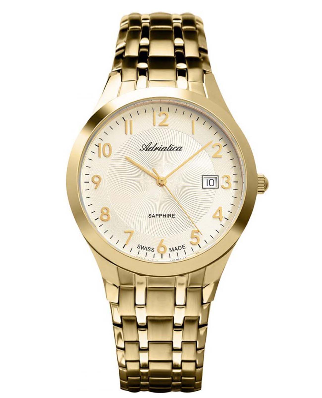 Adriatica Adriatica Twin A1236.1121Q  A1236.1121Q кварцевые мужские часы шампань циферблат, браслет сталь c pvd покрытием — вид спереди