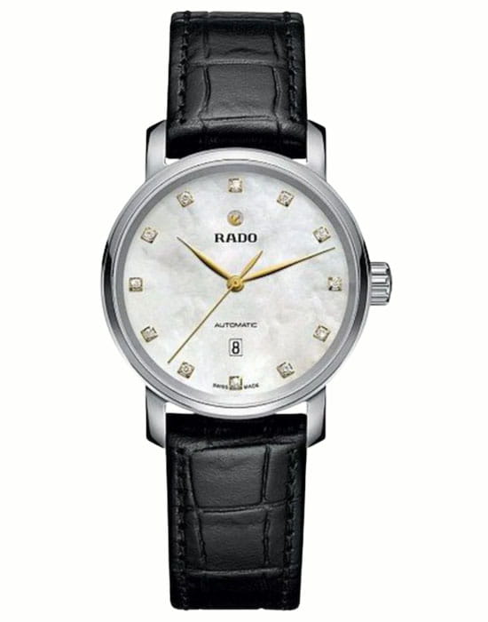 Rado Rado Diamaster R14050915 Automatic R14050915 механические женские часы перламутровый циферблат, браслет кожаный — вид спереди