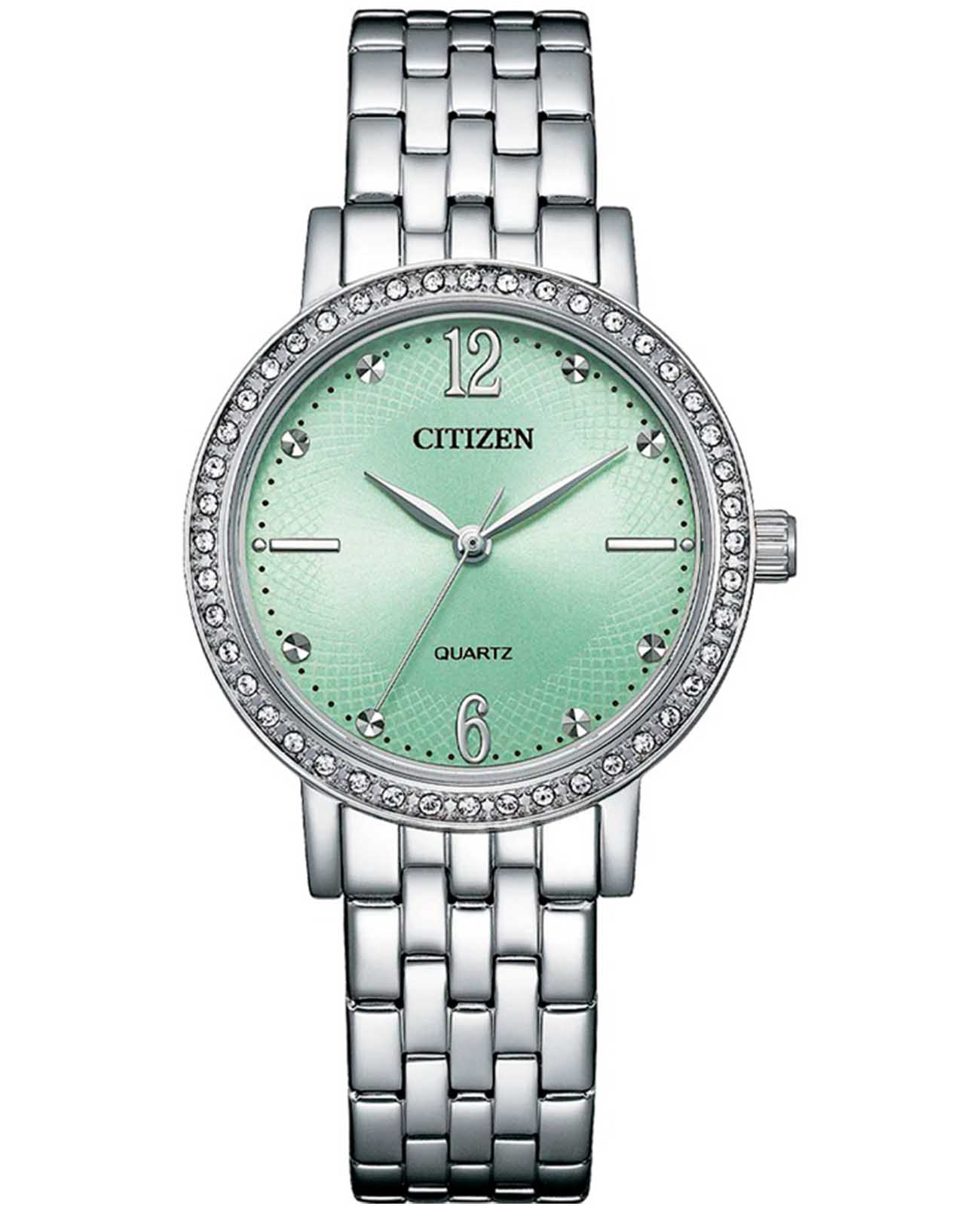 Citizen Citizen Elegance EL3100-55X  EL3100-55X кварцевые женские часы бирюзовый циферблат, браслет нержавеющая сталь — вид спереди