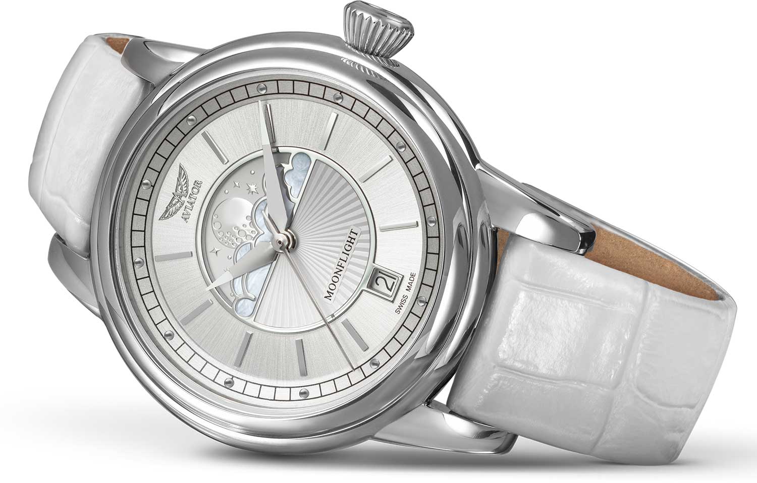 Aviator Aviator Douglas MoonFlight V.1.33.0.250.4 женские часы белый циферблат на запястье