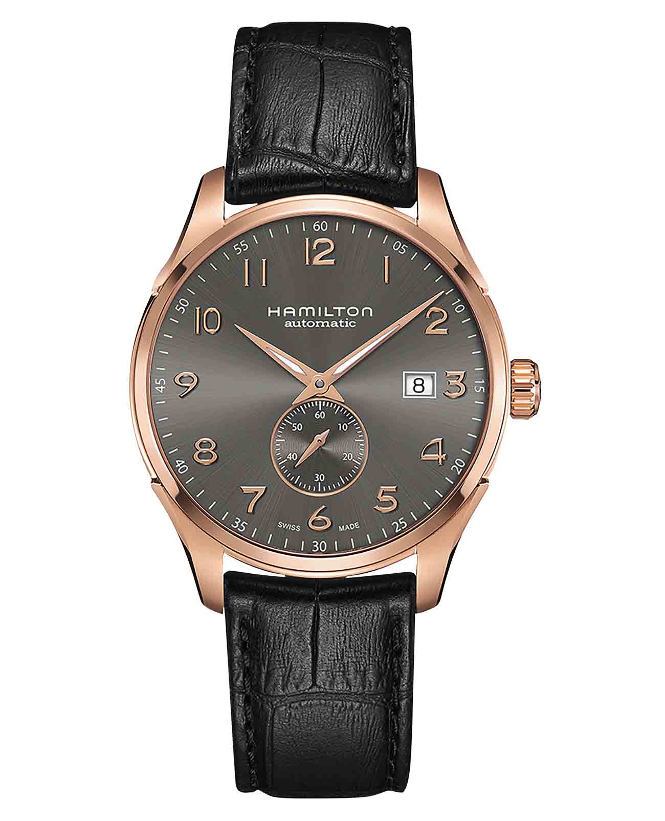 Hamilton Hamilton Jazzmaster Maestro Small Second Auto H42575783  H42575783 механические мужские часы золотой циферблат, браслет кожаный — вид спереди