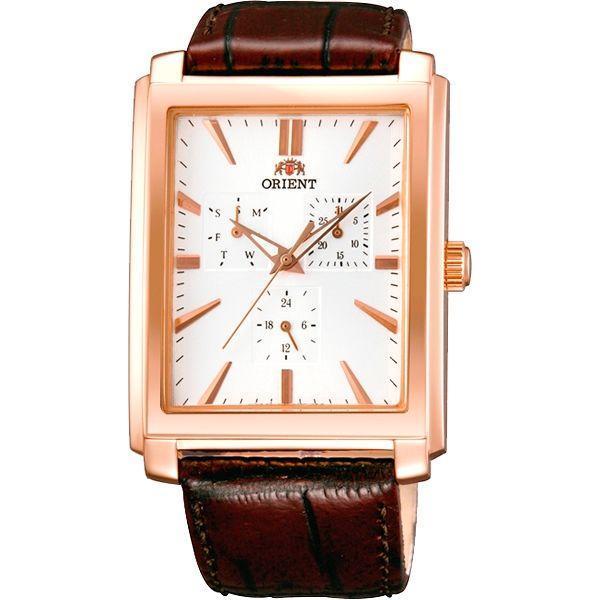 Orient Orient UTAH001W (FUTAH001W)  FUTAH001W  мужские часы белый циферблат, браслет кожа + текстиль — вид спереди