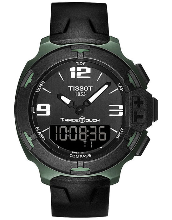 Tissot Tissot T-Race Touch Aluminium T081.420.97.057.01 T Race T0814209705701 кварцевые мужские часы черный циферблат, браслет силикон — вид спереди