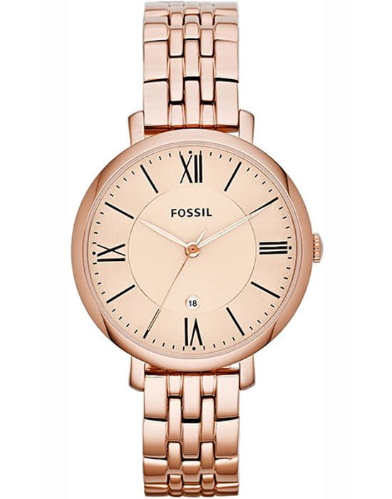 Fossil Fossil Carlie  ES3435  ES3435 кварцевые женские часы золотой циферблат, браслет нержавеющая сталь + золото 18к — вид спереди