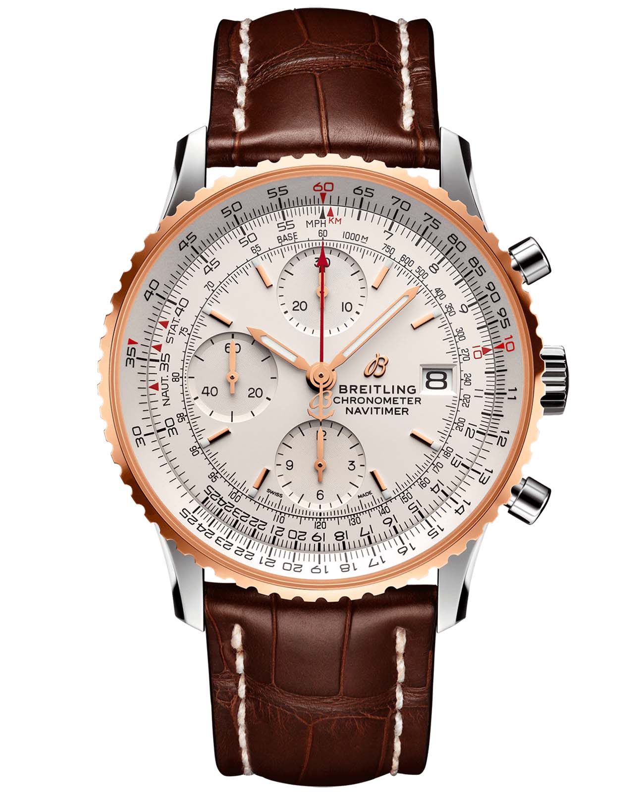Breitling Breitling Navitimer Chronograph 41 U13324211G1P2  U13324211G1P2 механические мужские часы черный циферблат, браслет кожаный — вид спереди