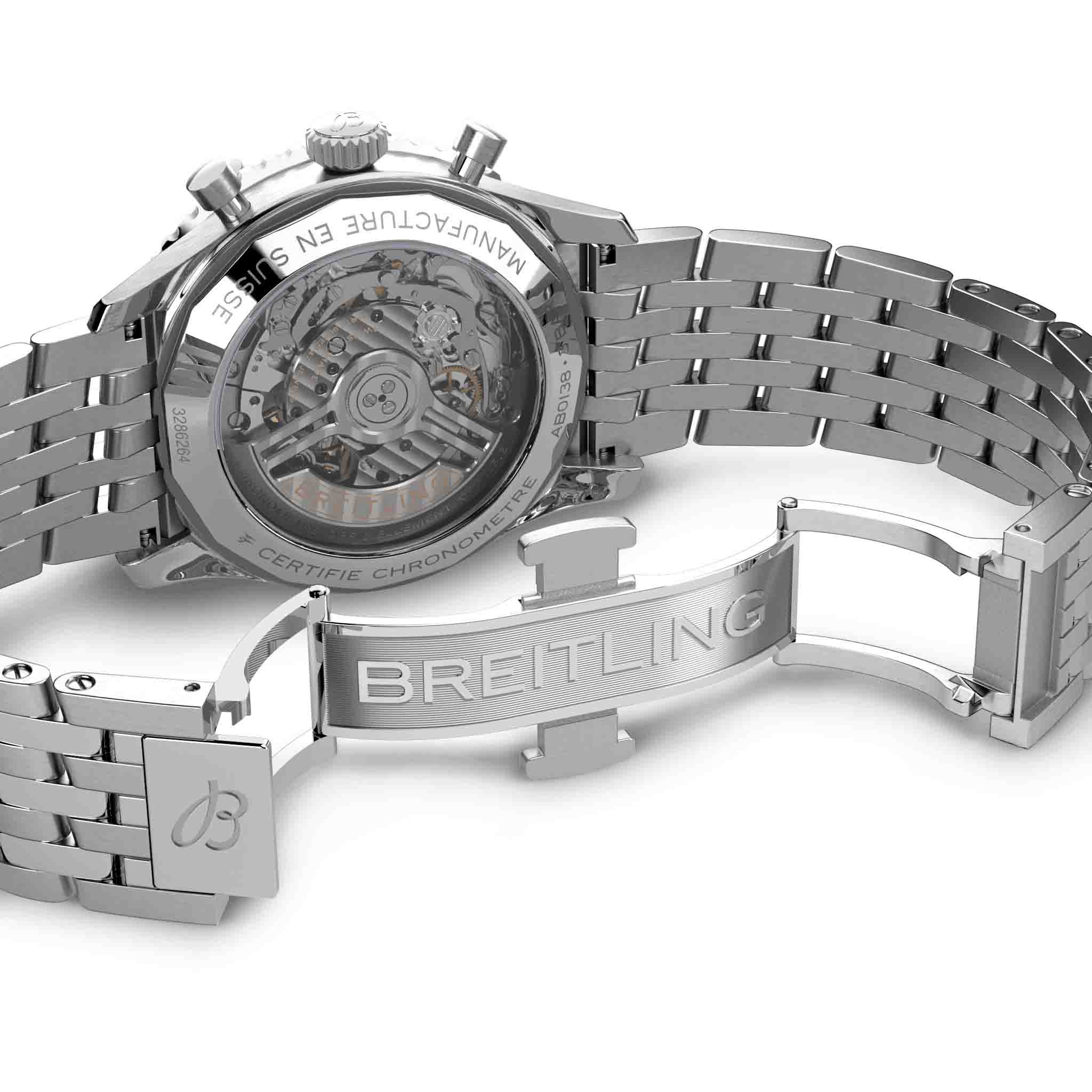 Breitling Breitling Navitimer B01 Chronograph 43 AB0138241G1A1, navitimer швейцария мужские часы на браслете нержавеющая сталь боковой вид