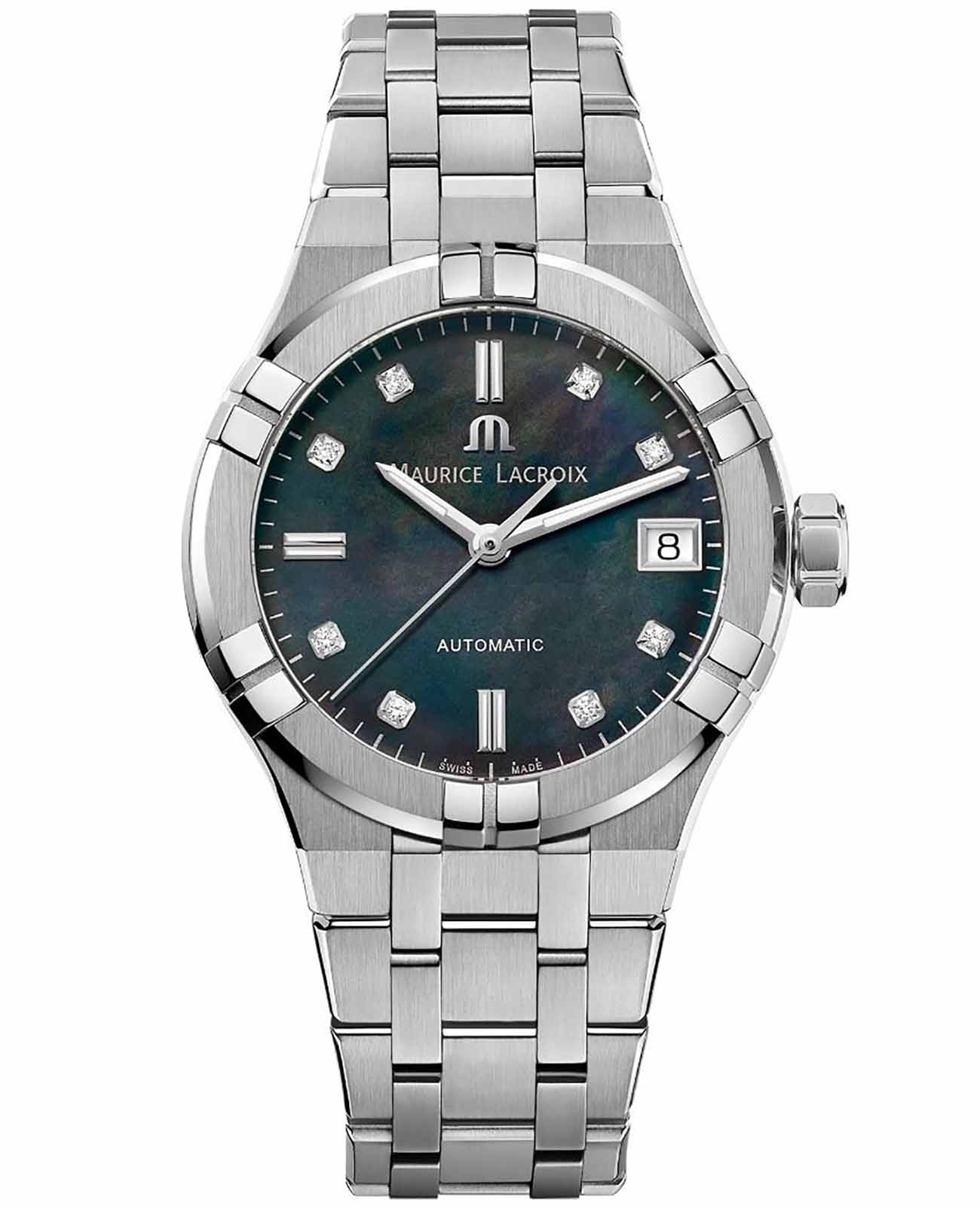 Maurice Lacroix Maurice Lacroix Aikon Automatic AI6006-SS002-370-1  AI6006-SS002-370-1 механические женские часы перламутровый циферблат, браслет нержавеющая сталь — вид спереди