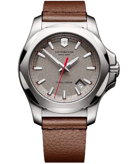 Victorinox Victorinox I.N.O.X. 241738  241738 кварцевые мужские часы серый циферблат, браслет кожаный — вид спереди