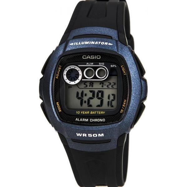 Casio Casio Illuminator W-210-1B  W-210-1B кварцевые мужские часы зеленый циферблат, браслет силикон — вид спереди