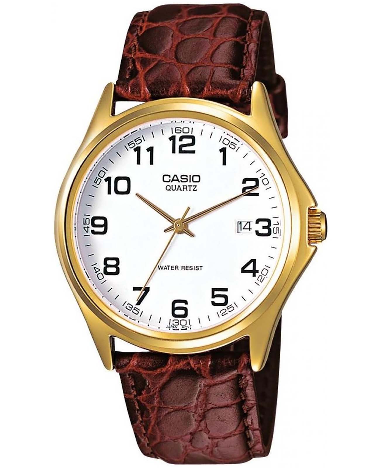 Casio Casio MTP-1188PQ-7B  MTP-1188PQ-7B кварцевые мужские часы белый циферблат, браслет кожаный — вид спереди
