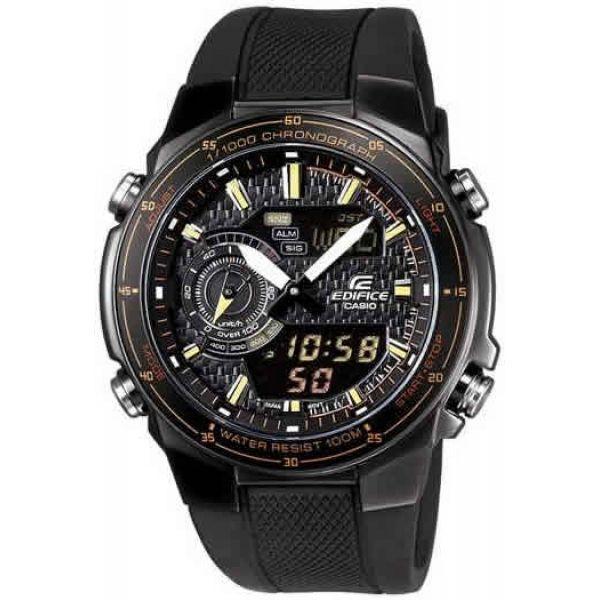 Casio Casio Edifice EFA-131PB-1A  EFA-131PB-1A кварцевые мужские часы черный циферблат, браслет каучук — вид спереди