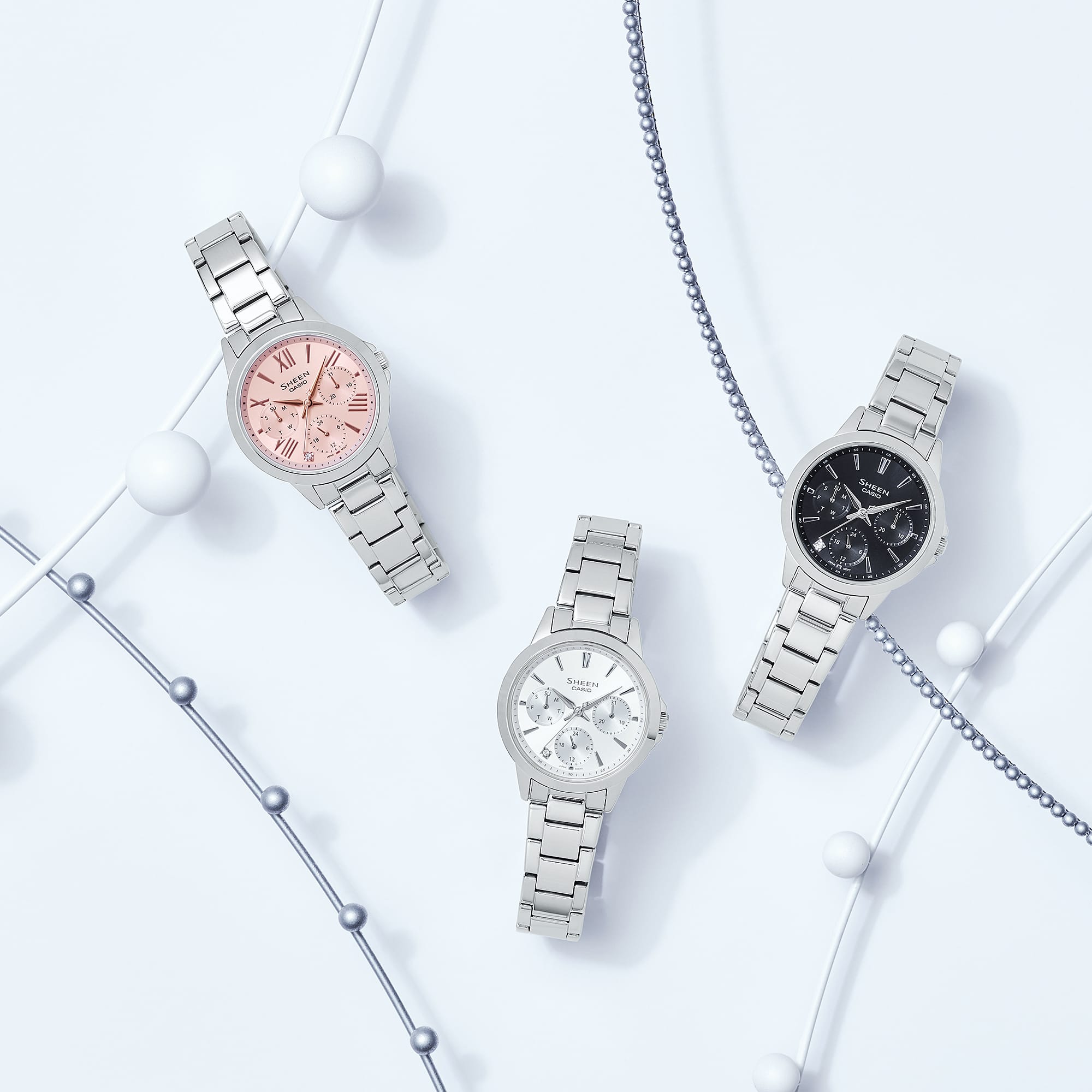 Casio Casio Sheen SHE-3516D-1A , наручные женские часы фото под углом