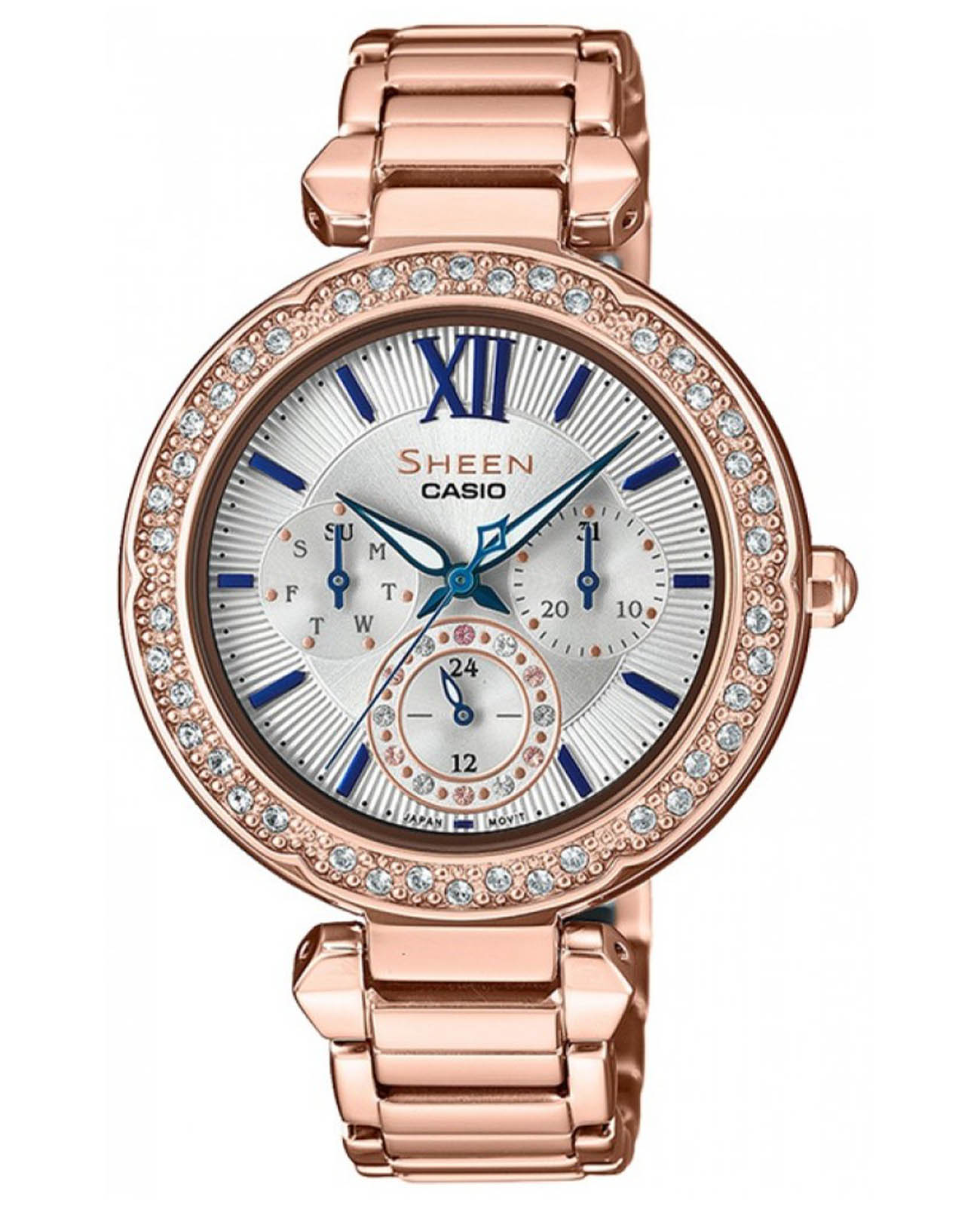 Casio Casio Sheen SHE-3061PG-7B  SHE-3061PG-7B кварцевые женские часы перламутровый циферблат, браслет 18-каратное желтое золото — вид спереди