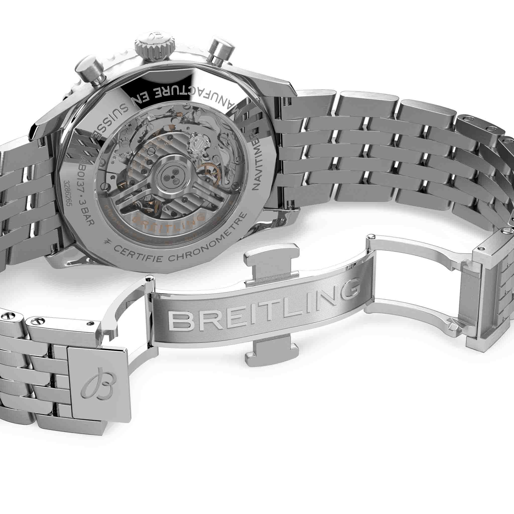 Breitling Breitling Navitimer B01 Chronograph 46 AB0137241L1A1, navitimer швейцария мужские часы на браслете нержавеющая сталь боковой вид