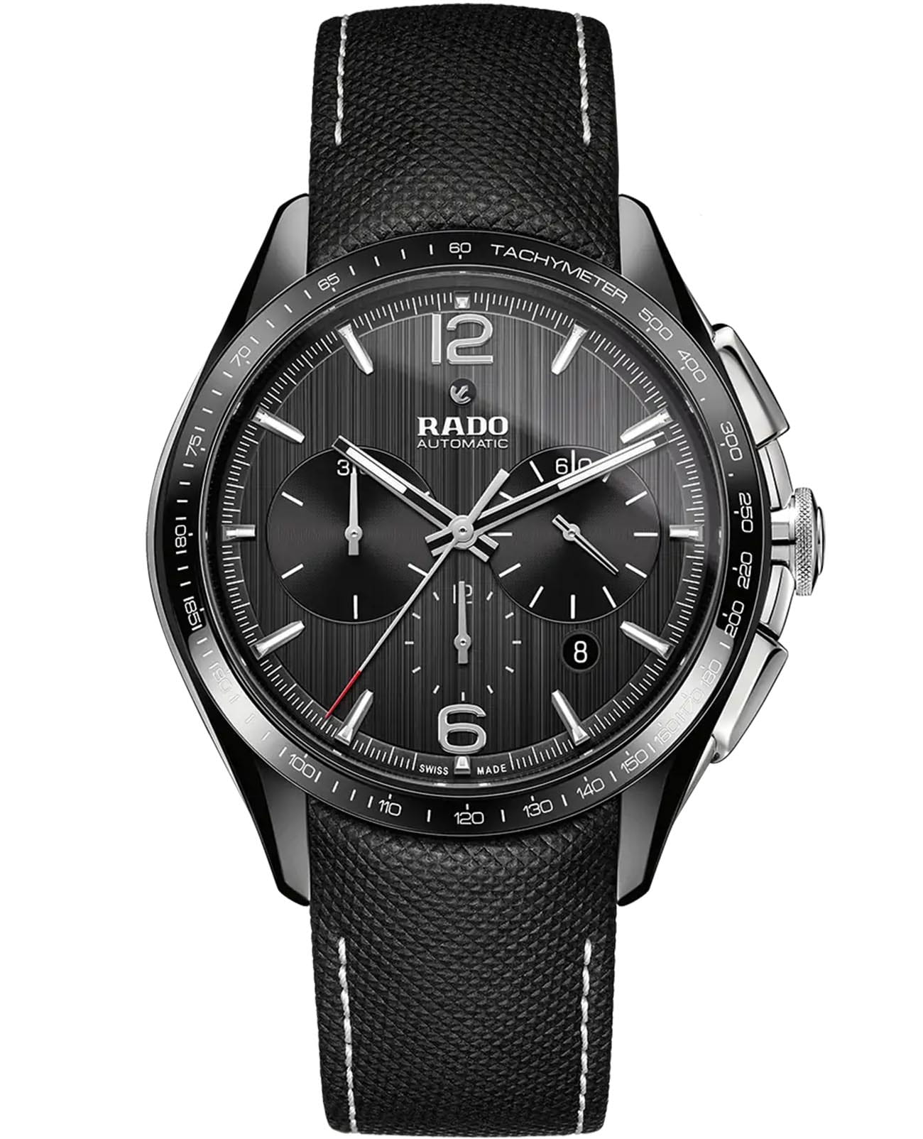 Rado Rado HyperChrome Automatic Chronograph R32121155 Automatic R32121155 механические мужские часы черный циферблат, браслет тканевый — вид спереди