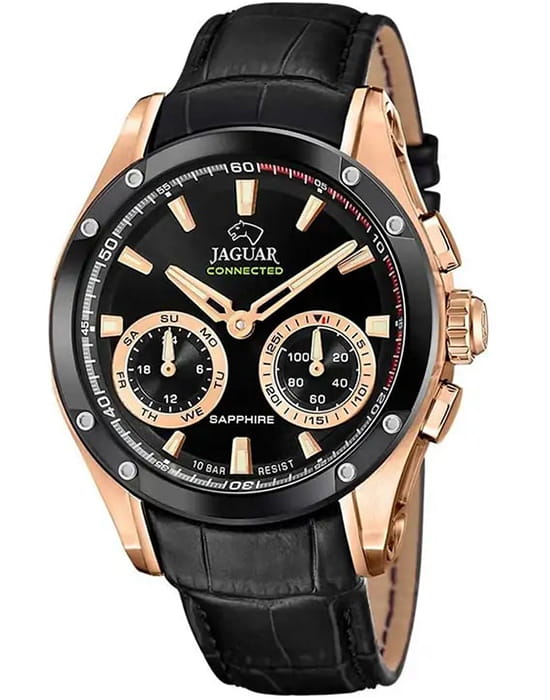 Jaguar Jaguar Connected J959/1  J959/1 кварцевые мужские часы черный циферблат, браслет кожаный — вид спереди