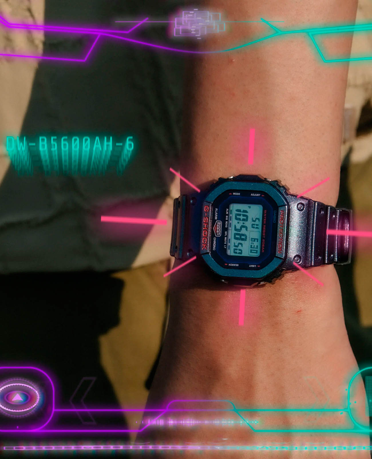 Casio Casio G-Shock DW-B5600AH-6DR (DW-B5600AH-6) , наручные мужские часы фото под углом
