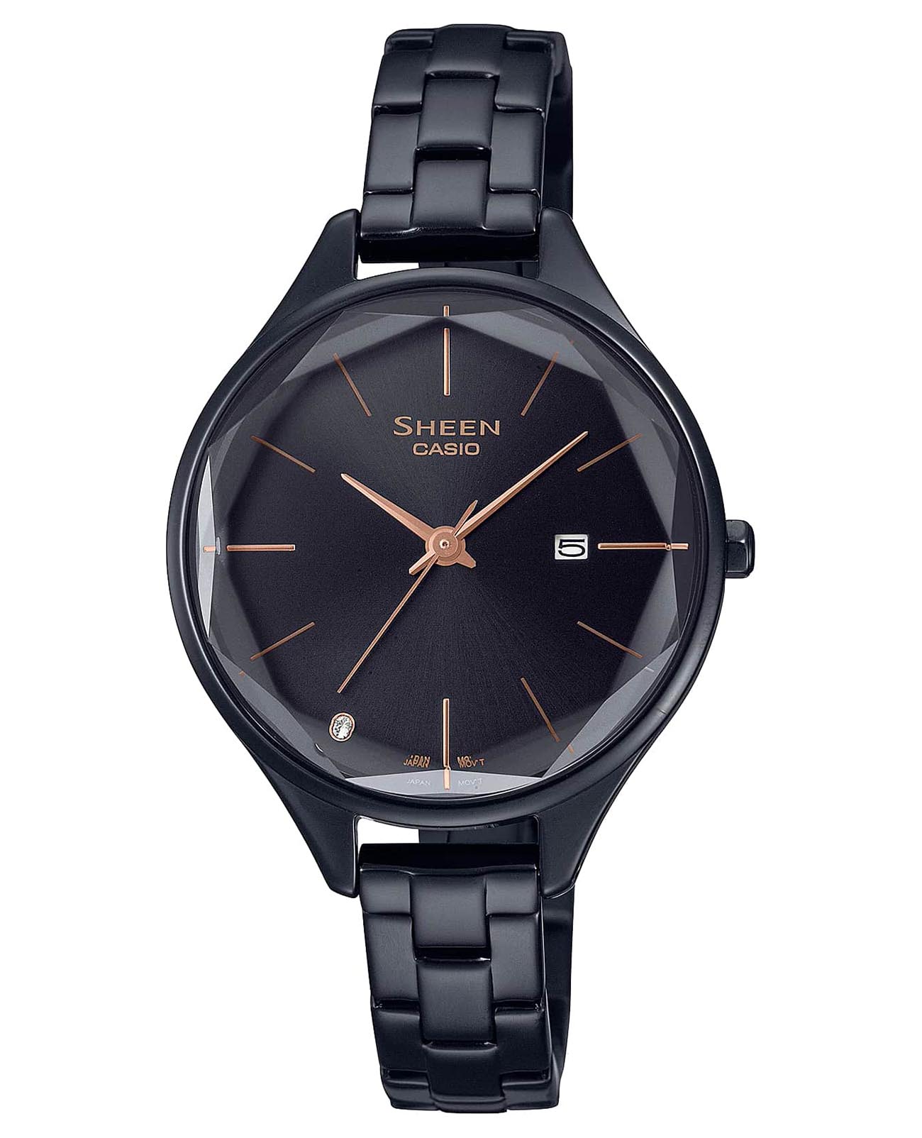 Casio Casio Sheen SHE-4062BD-1A  SHE-4062BD-1A кварцевые женские часы  циферблат, браслет сталь с ip покрытием — вид спереди