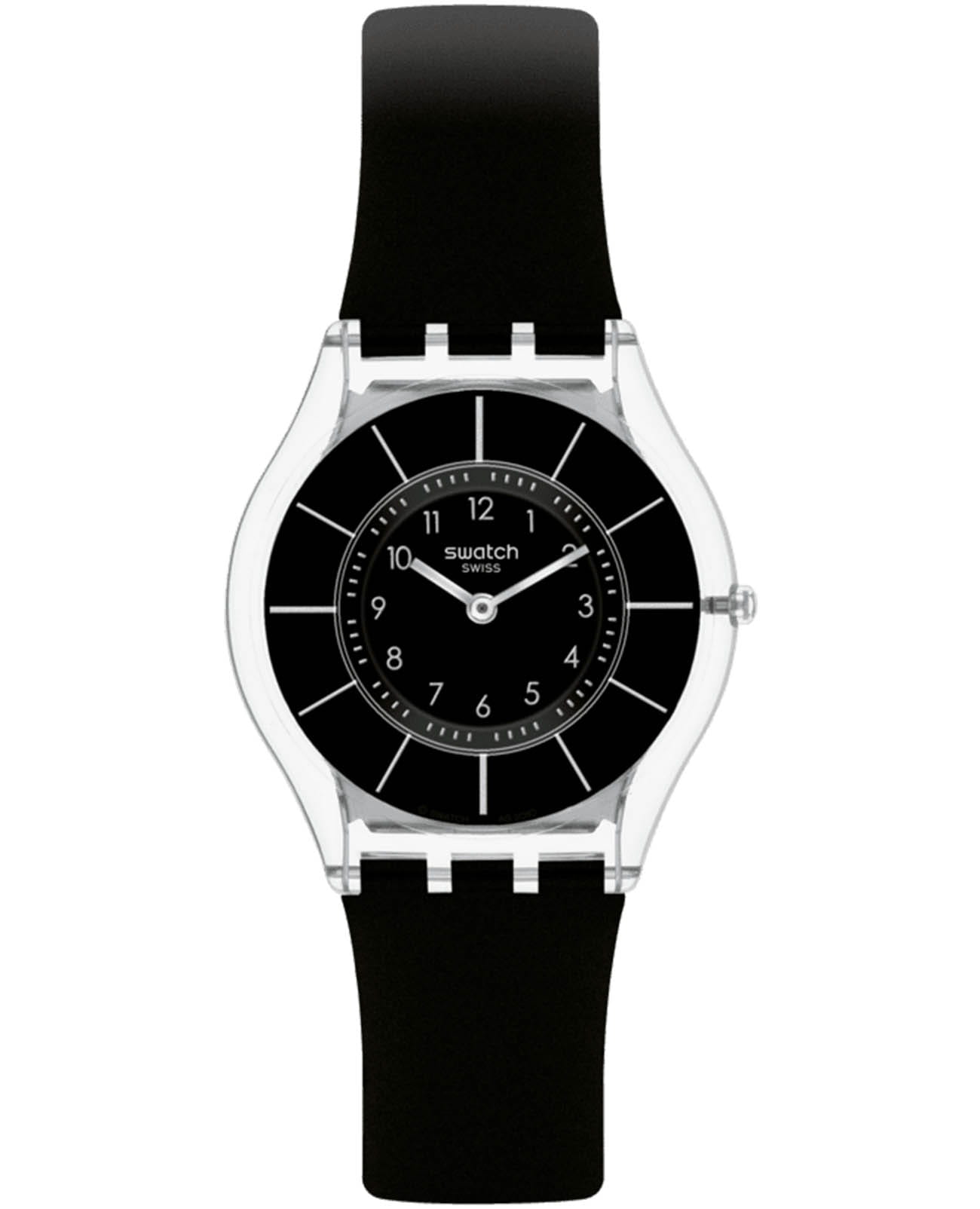 Swatch Swatch Skin Classic Biosourced SS08K103  SS08K103 кварцевые женские часы черный циферблат, браслет силикон — вид спереди