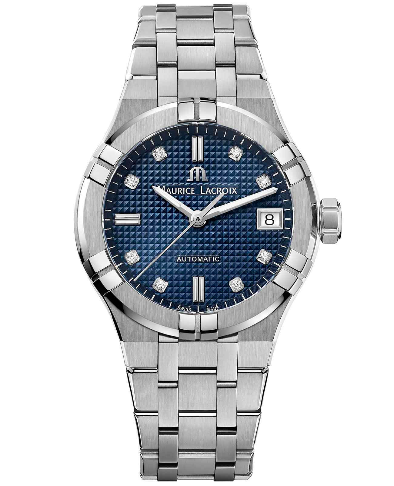 Maurice Lacroix Maurice Lacroix Aikon Automatic AI6006-SS002-450-1  AI6006-SS002-450-1 механические женские часы синий циферблат, браслет нержавеющая сталь — вид спереди