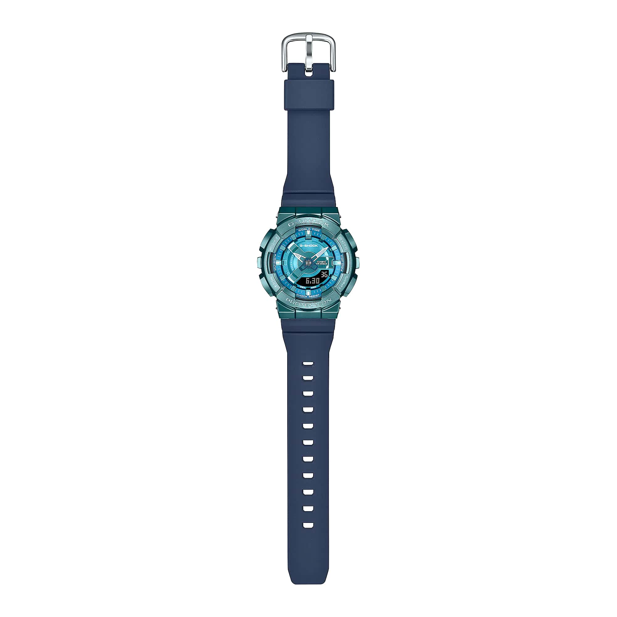 Casio Casio G-Shock GM-S110LB-2ADR (GM-S110LB-2A) электронные мужские часы часы крупный план бирюзовый циферблата
