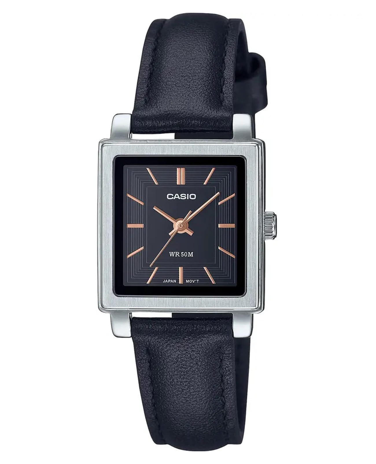 Casio Casio Collection LTP-E176L-1A  LTP-E176L-1A кварцевые женские часы черный циферблат, браслет кожаный — вид спереди