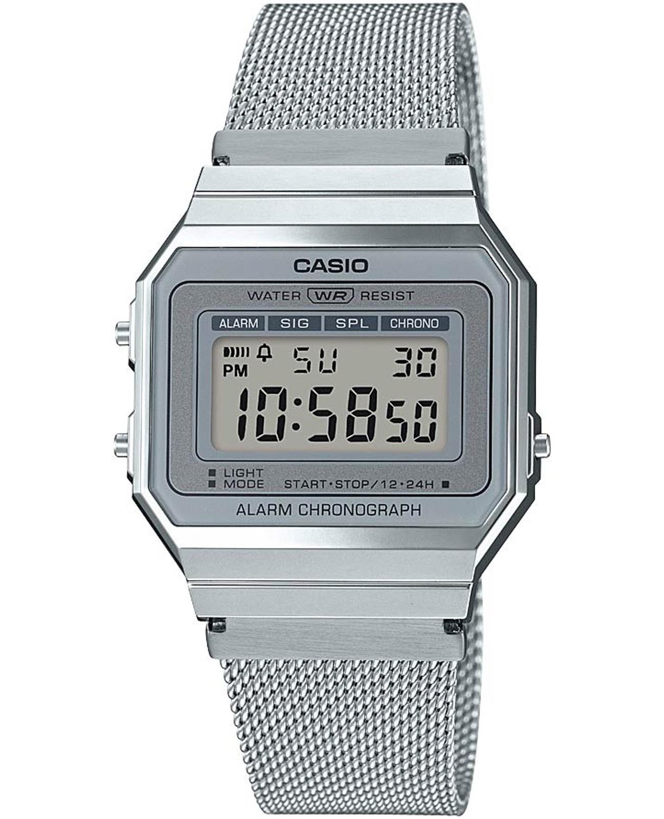 Casio Casio Vintage A700WM-7ADF (A700WM-7A)  A700WM-7A кварцевые мужские часы  циферблат, браслет нержавеющая сталь — вид спереди