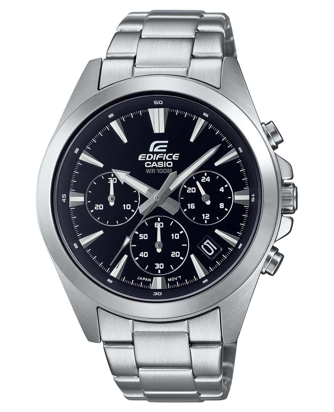 Casio Casio Edifice EFV-630D-1AVUDF (EFV-630D-1A) EFV EFV-630D-1A кварцевые мужские часы черный циферблат, браслет нержавеющая сталь — вид спереди