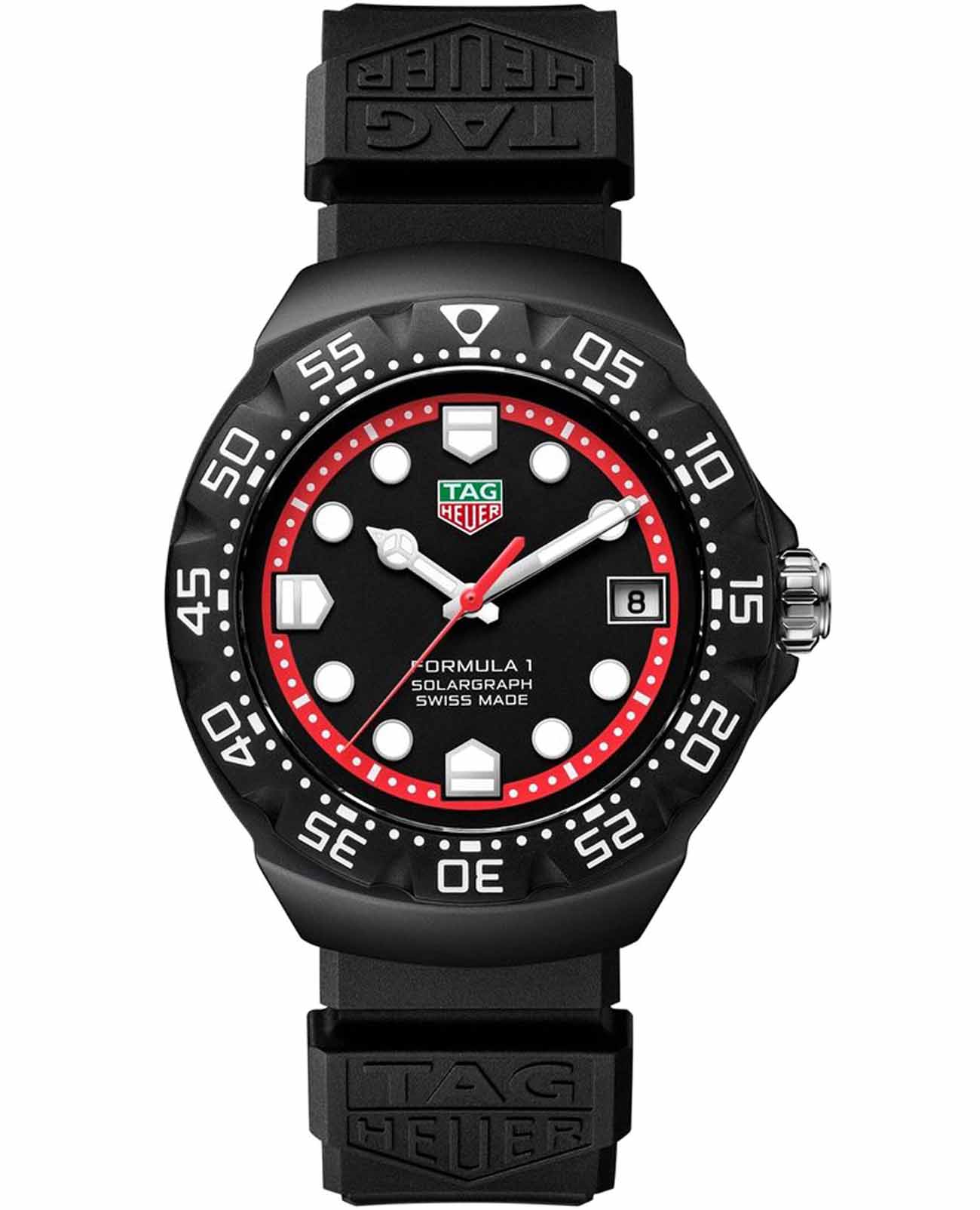 TAG Heuer TAG Heuer Formula 1 Solargraph WBY1114.FT8084  WBY1114.FT8084 кварцевые мужские часы черный циферблат, браслет резина — вид спереди