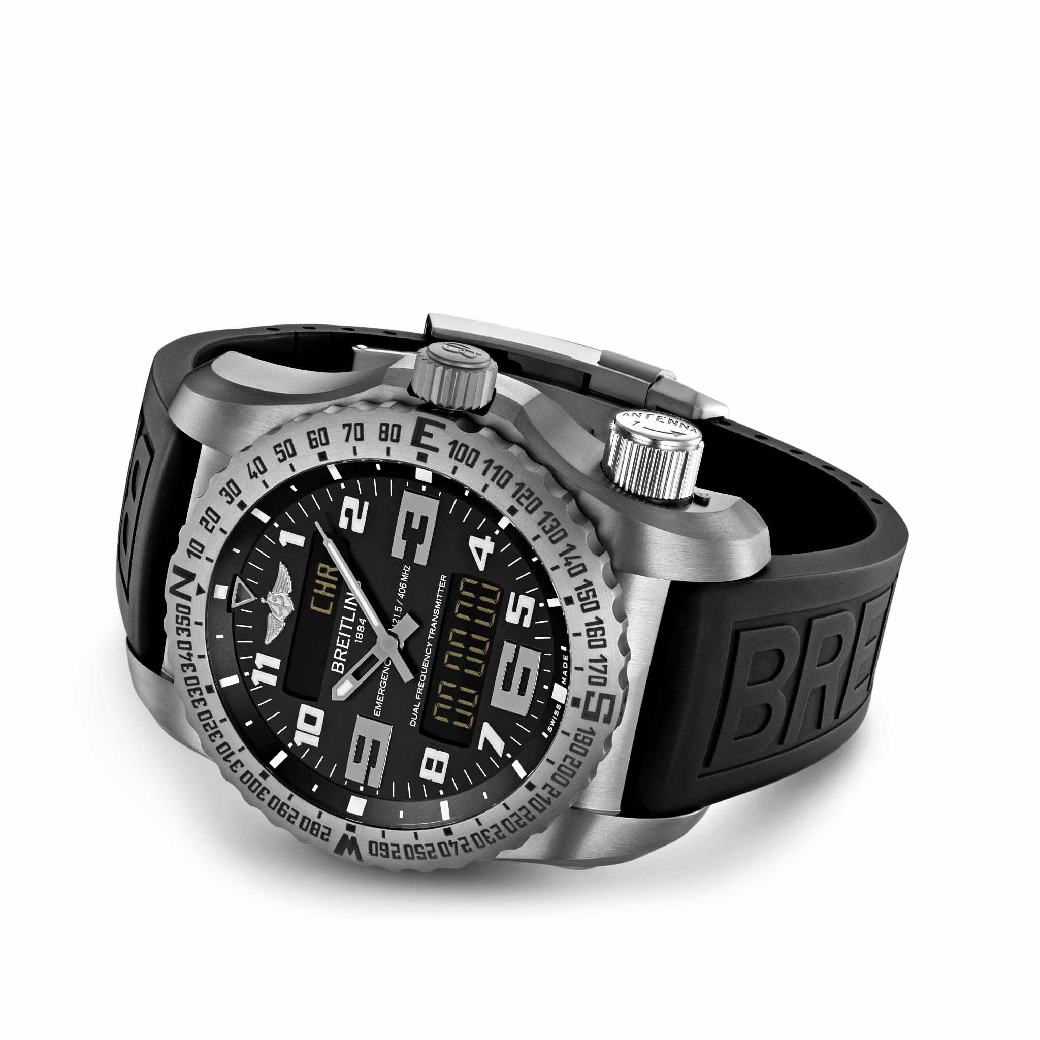 Breitling Breitling Emergency E76325221B1S1, professional швейцария мужские часы на браслете каучук боковой вид